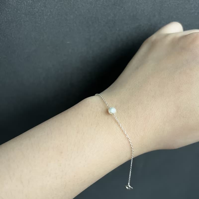 紋感・單隨形白珍珠手鍊 | 天然淡水珍珠 純銀 手鍊