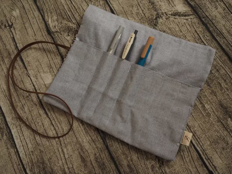 可愛和風波浪躲貓貓圖案捲筆袋 餐具袋