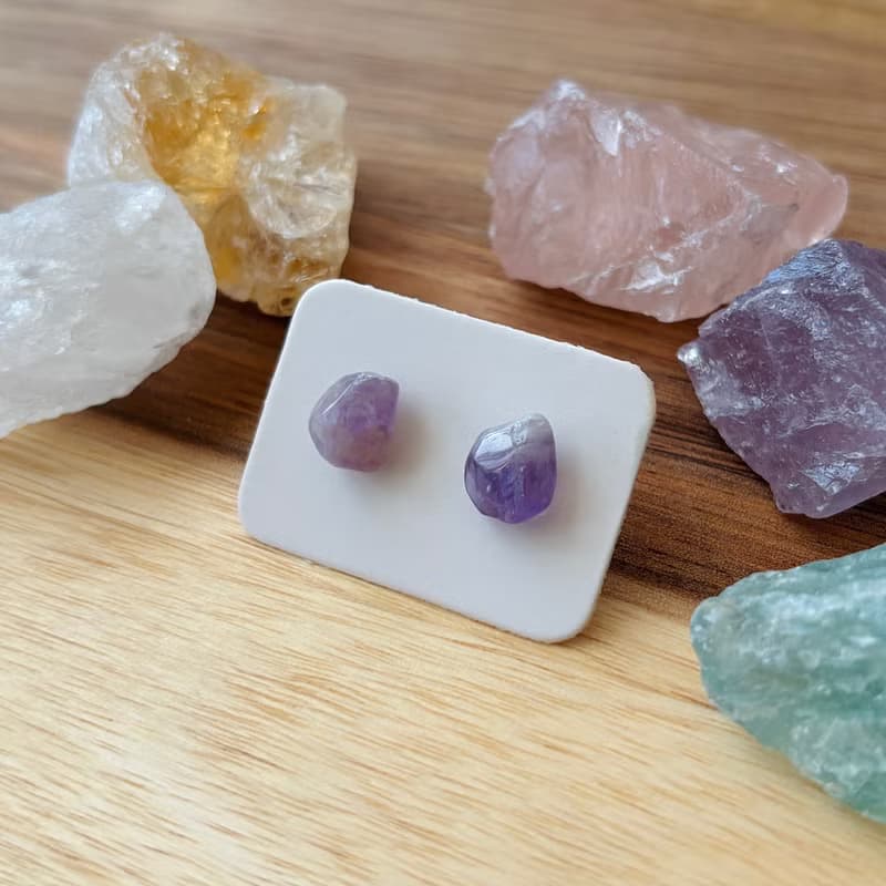 石光-天然礦石耳環-紫水晶01