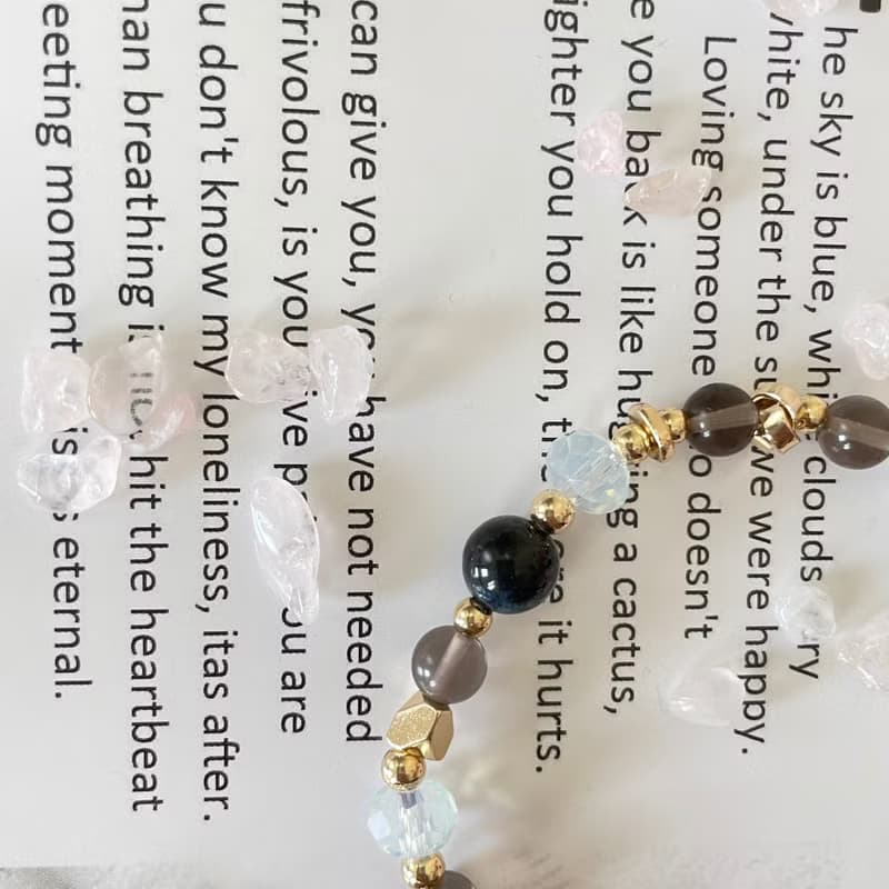 14K包金水晶開運手鍊設計款 藍虎眼 蛋白石 茶水晶 金鈦晶 五行水