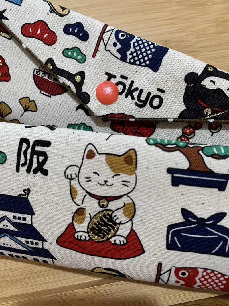 文青風環保純棉筷袋 ~暢遊日本  原麻米色潮物 收納 手作餐具袋