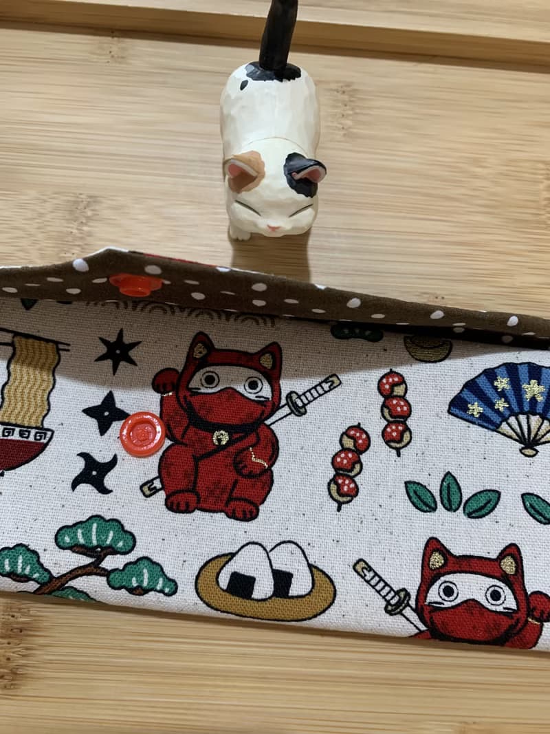 文青風環保純棉筷袋 ~暢遊日本  原麻米色潮物 收納 手作餐具袋