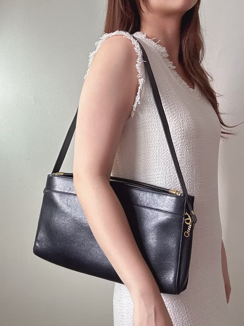 中古正品 Christian Dior 迪奧 真皮兩用包 腋下包 側背包 手提包