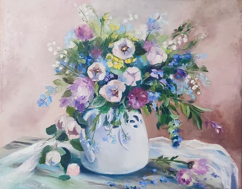 Wild Flowers Painting Flower Original Art Canvas Still life Oil Artwork Bouquet