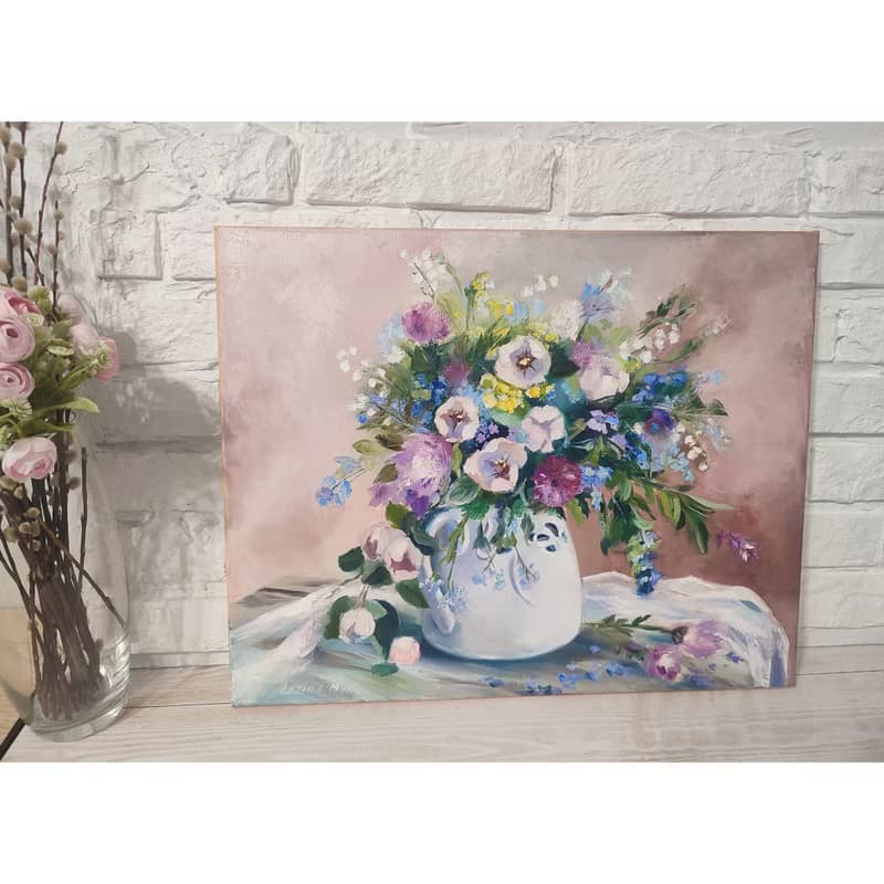 Wild Flowers Painting Flower Original Art Canvas Still life Oil Artwork Bouquet
