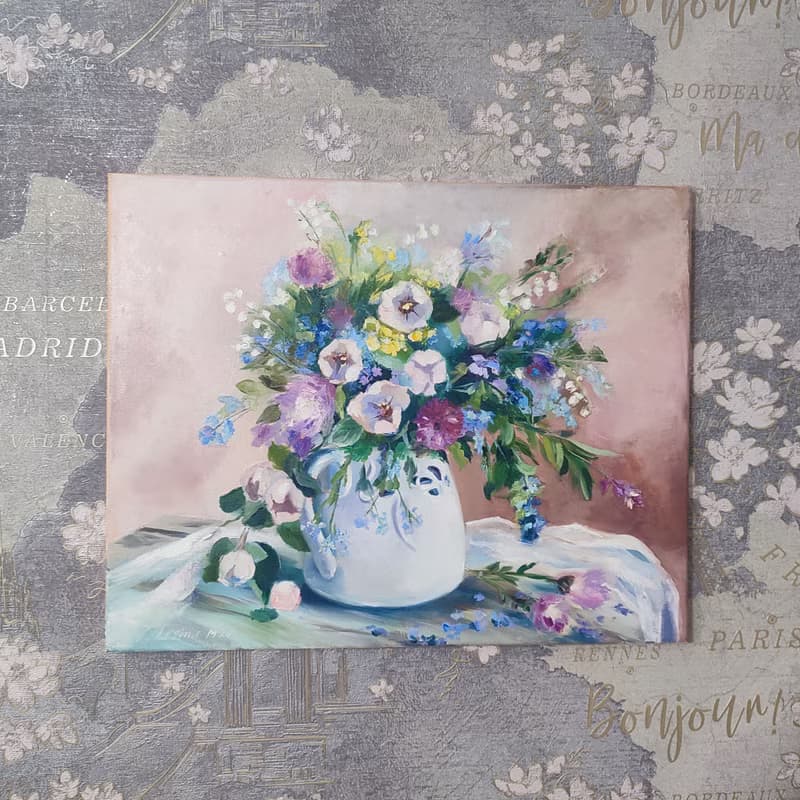 Wild Flowers Painting Flower Original Art Canvas Still life Oil Artwork Bouquet