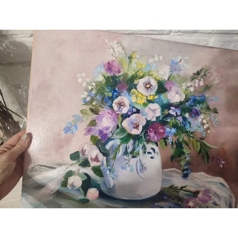 Wild Flowers Painting Flower Original Art Canvas Still life Oil Artwork Bouquet