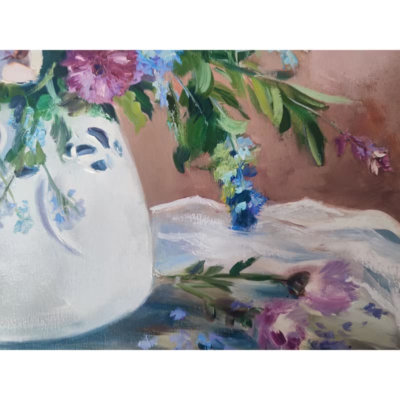 Wild Flowers Painting Flower Original Art Canvas Still life Oil Artwork Bouquet