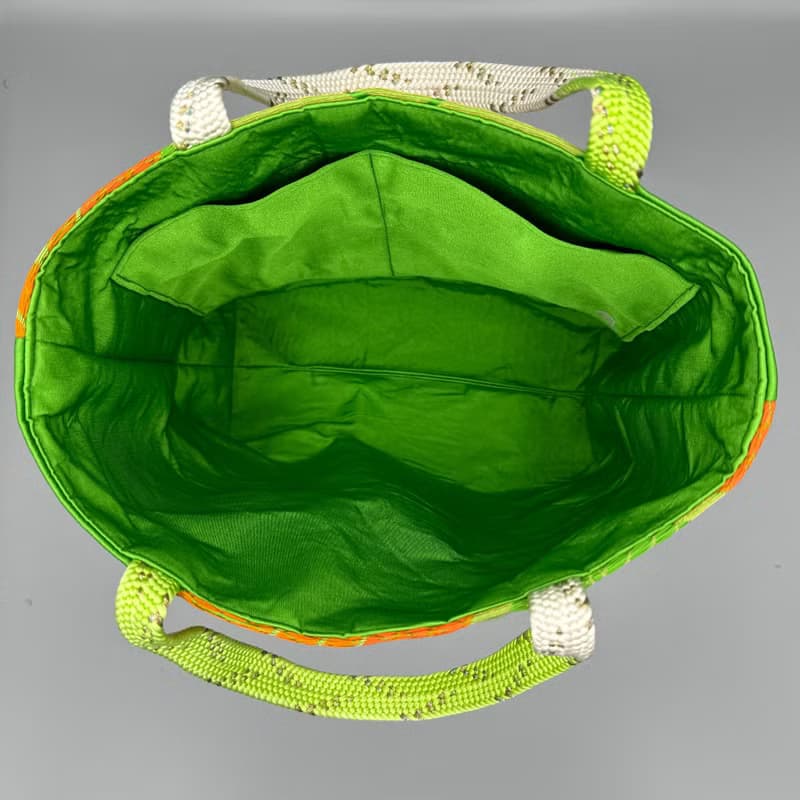 着物 帯 帯締め リメイク トートバッグ ハンドメイド 緑