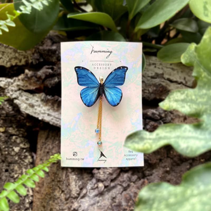 胸針 大藍閃蝶 刺繡 蝴蝶  生日 禮物 禮盒