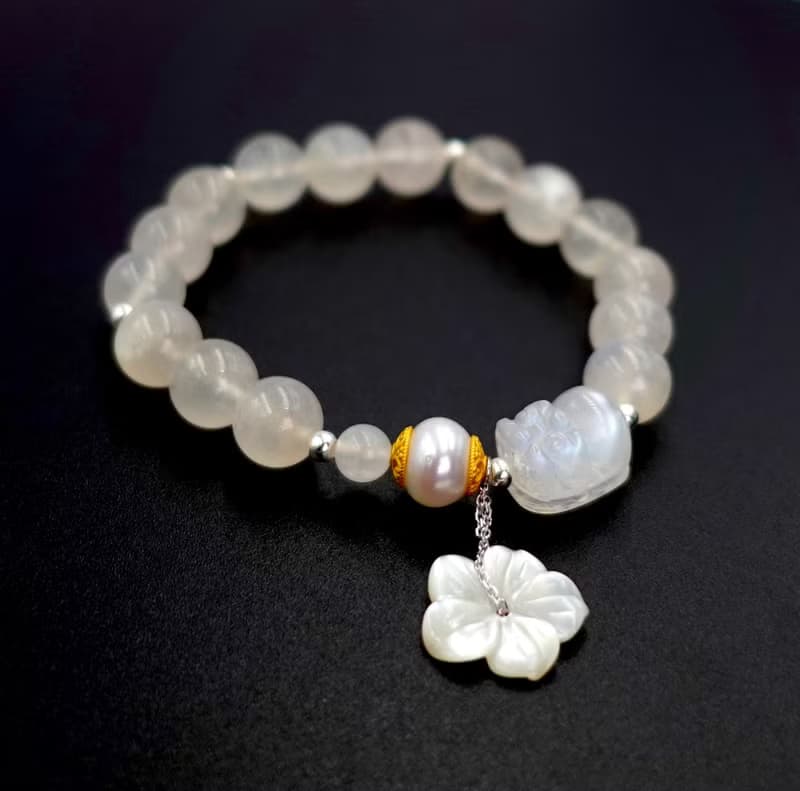 寶麗金珠寶-天然月光石K金貝殼花手鍊