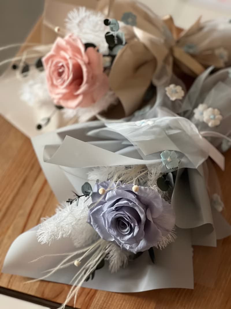 永生玫瑰花束 單支玫瑰花束 恆星花 乾燥花 生日花束 告白花束