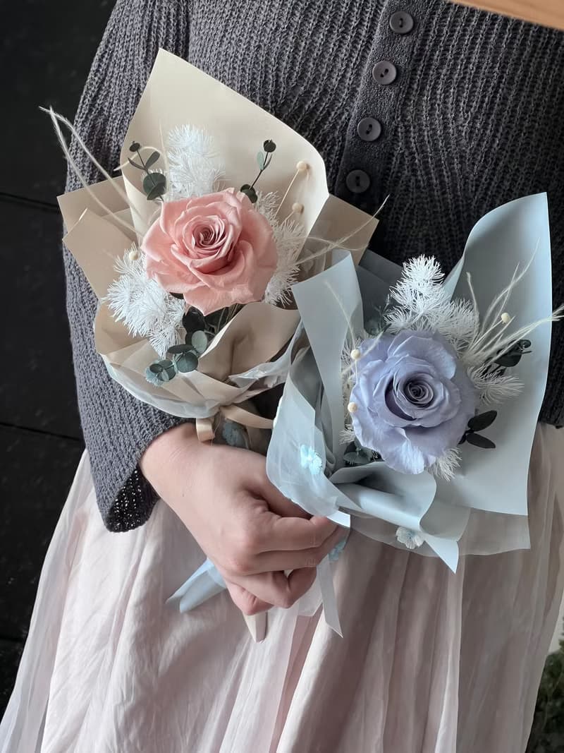 永生玫瑰花束 單支玫瑰花束 恆星花 乾燥花 生日花束 告白花束
