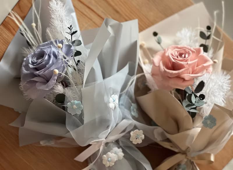 永生玫瑰花束 單支玫瑰花束 恆星花 乾燥花 生日花束 告白花束