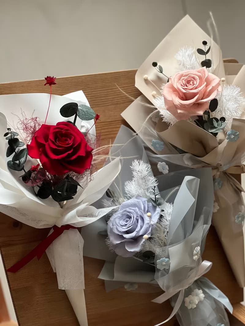 永生玫瑰花束 單支玫瑰花束 恆星花 乾燥花 生日花束 告白花束