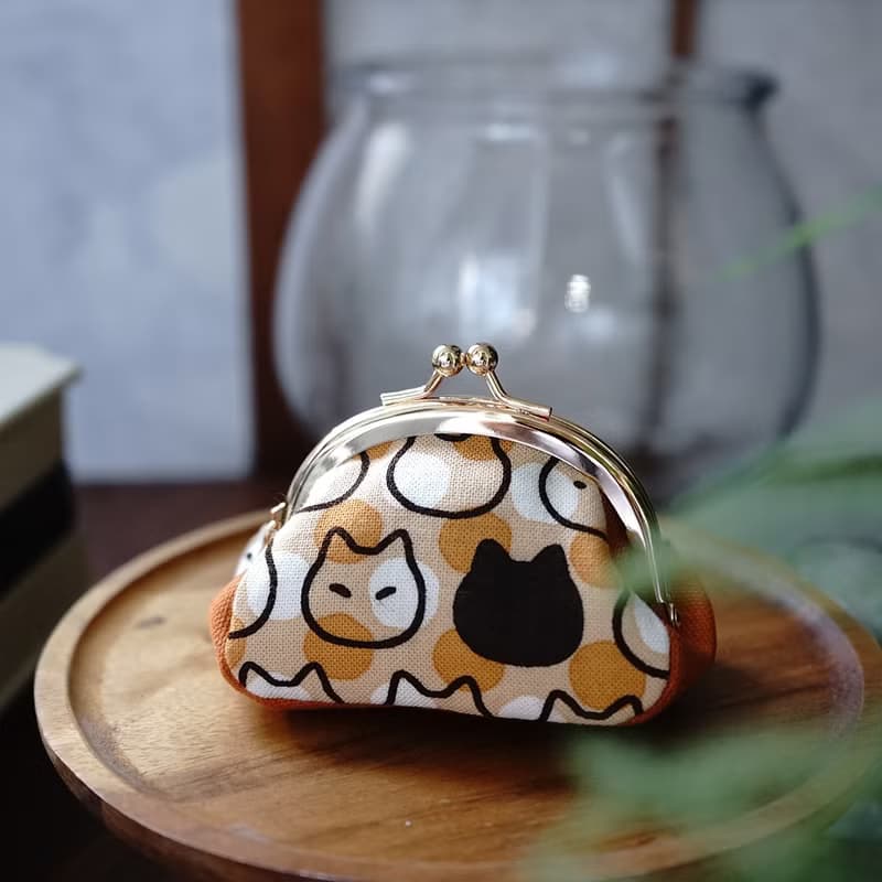 零錢包/愛上烤麵包的貓咪立體小口金包/交換禮物