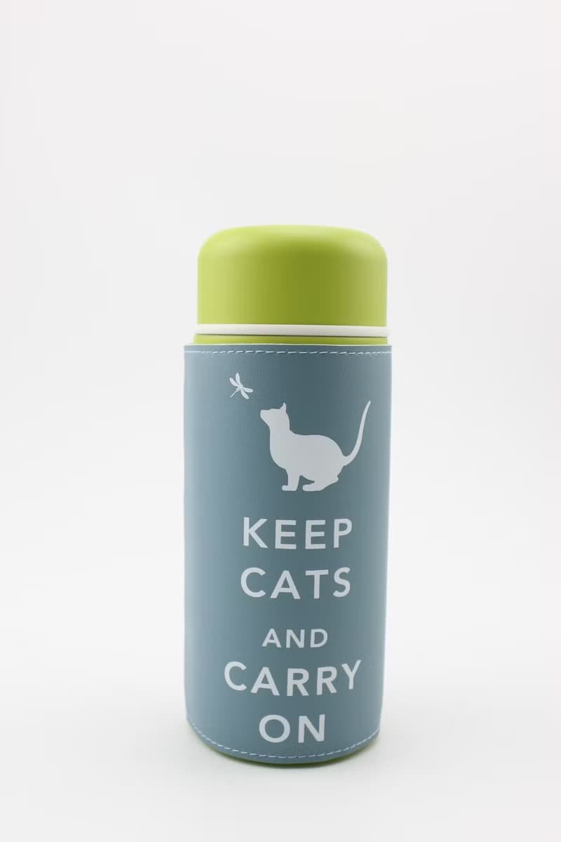 "Keep Cats & Carry On" 旅行保溫杯- 深藍
