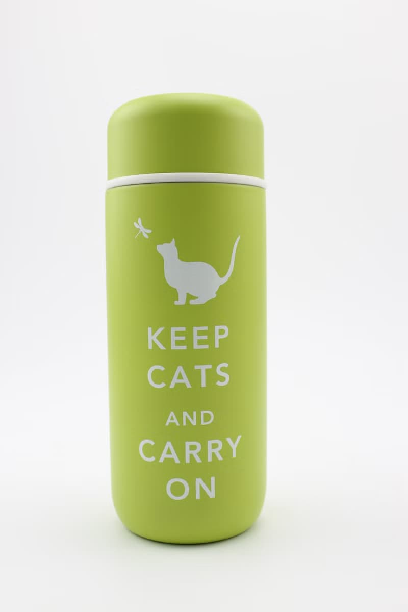 "Keep Cats & Carry On" 旅行保溫杯- 深藍