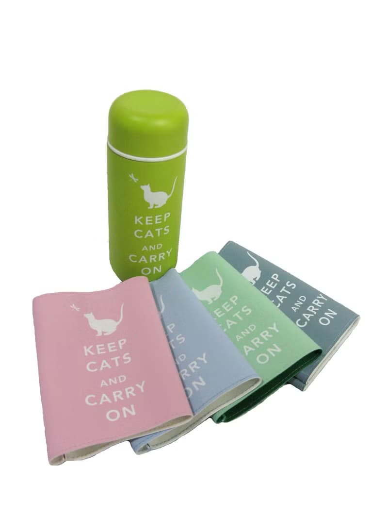 "Keep Cats & Carry On" 旅行保溫杯- 深藍