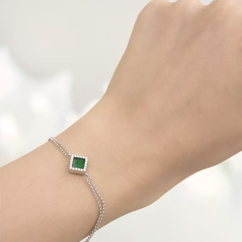 翡翠手鍊 方形 - 天然翡翠 - 保證A玉