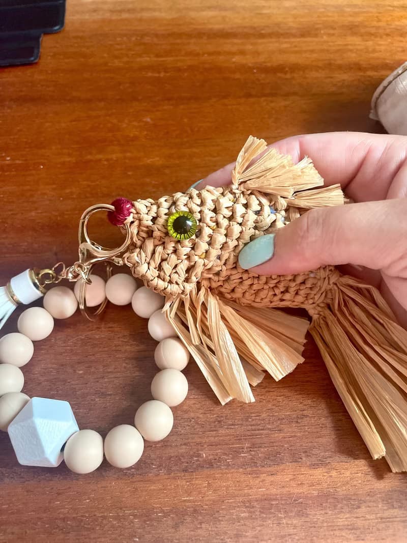 Raffia Fish Charm Handmade Bag Accessory  Summer Ocean-Inspired Keychain