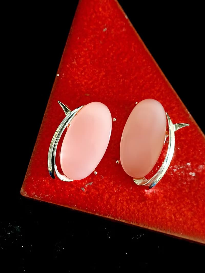 vintage jewelry  風尚粉彩賽珞珞 夾式耳環