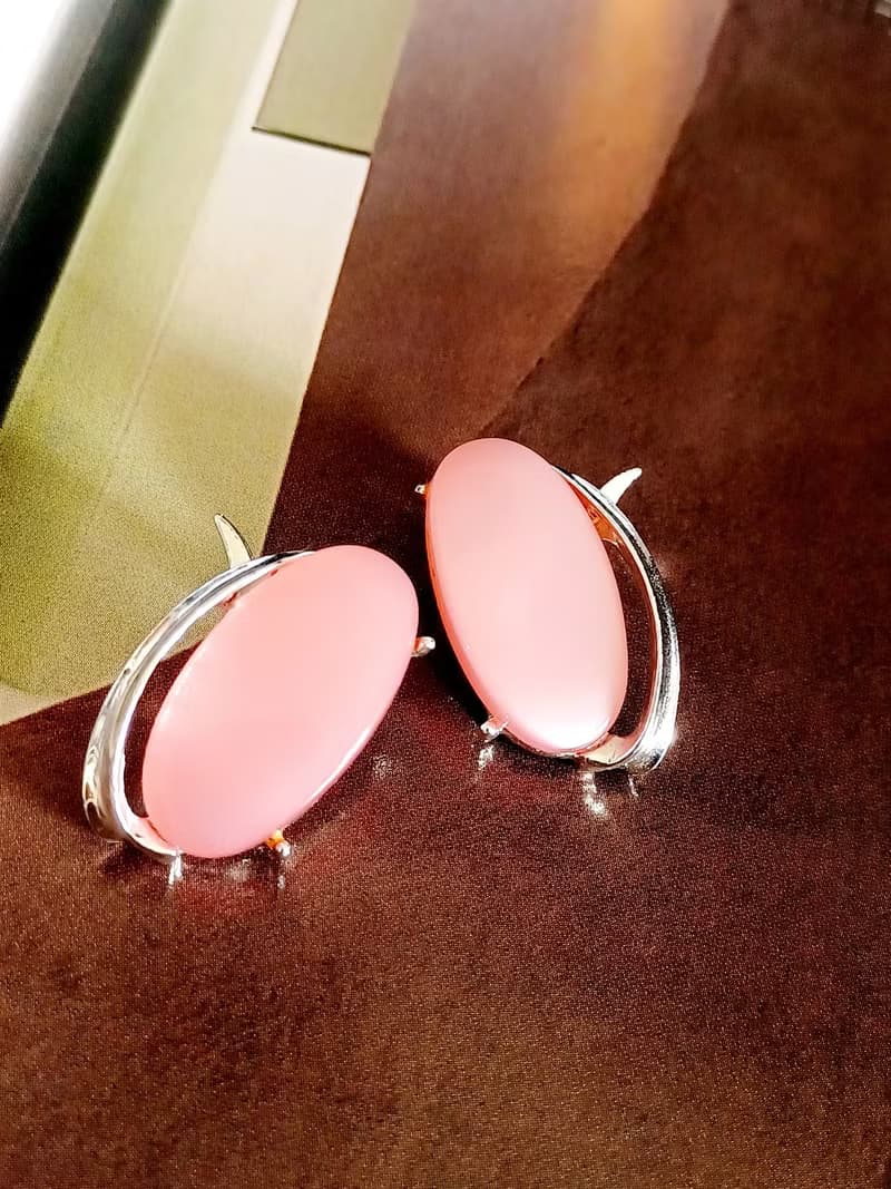 vintage jewelry  風尚粉彩賽珞珞 夾式耳環
