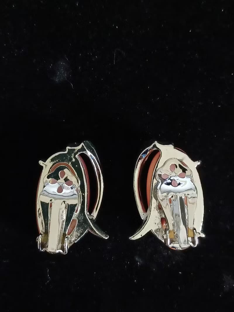 vintage jewelry  風尚粉彩賽珞珞 夾式耳環