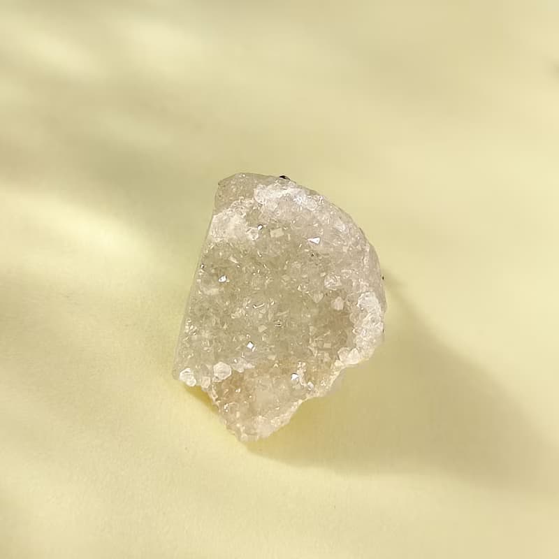 白水晶活口戒指 隨形原石標本 星光閃片手工指環 S925銀 平衡身心