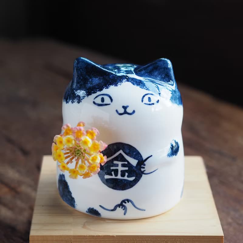 【金來貓】祝福花器 / 招財擺飾 / 可插乾燥花