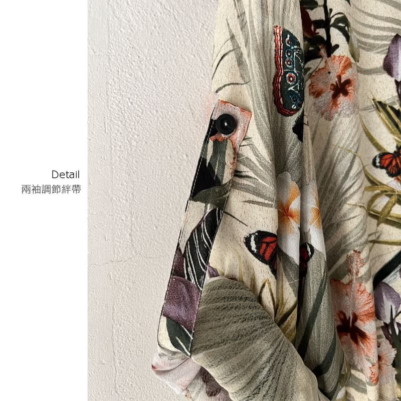 訂製系列-天絲亞麻印花綁帶長洋裝