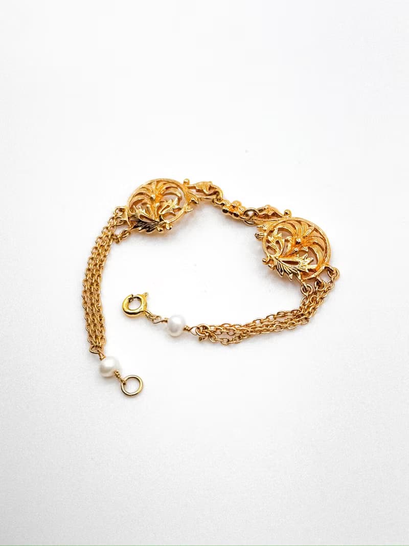 博物館珠寶系列——法國新藝術風格・簡約花草金手鍊