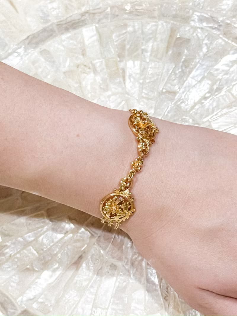 博物館珠寶系列——法國新藝術風格・簡約花草金手鍊