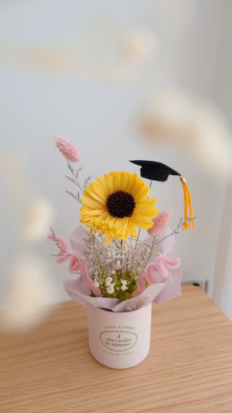 【調色盤】向日葵小花盆多色 畢業花束畢業花禮扭扭棒畢業閨密好