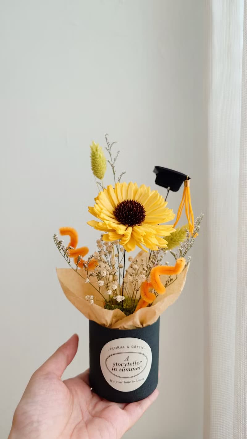 【調色盤】向日葵小花盆多色 畢業花束畢業花禮扭扭棒畢業閨密好