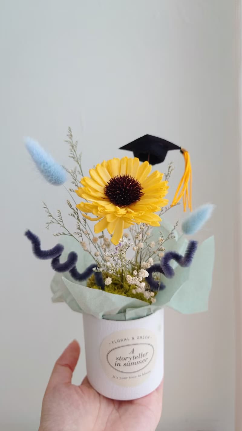 【調色盤】向日葵小花盆多色 畢業花束畢業花禮扭扭棒畢業閨密好