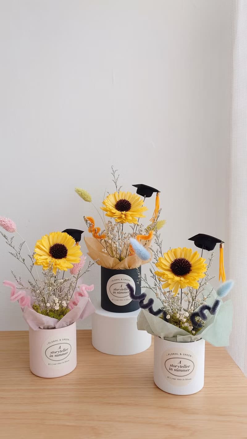 【調色盤】向日葵小花盆多色 畢業花束畢業花禮扭扭棒畢業閨密好