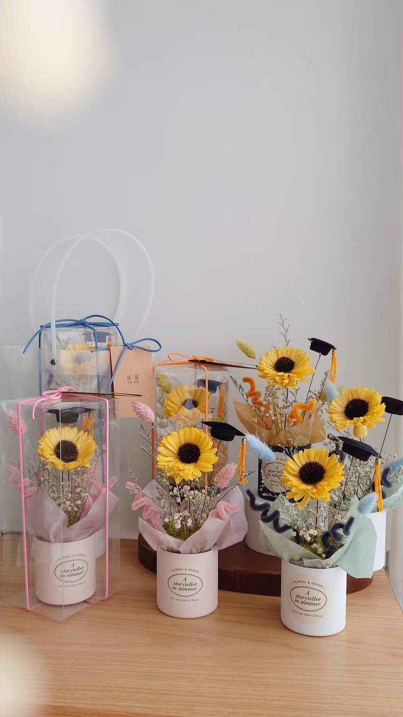 【調色盤】向日葵小花盆多色 畢業花束畢業花禮扭扭棒畢業閨密好