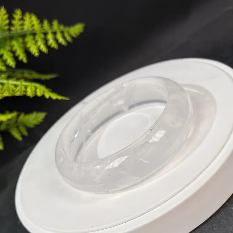 冰透白水晶手鐲 63MM 彩虹閃片白色水晶手環 趨吉開運 凈化全身
