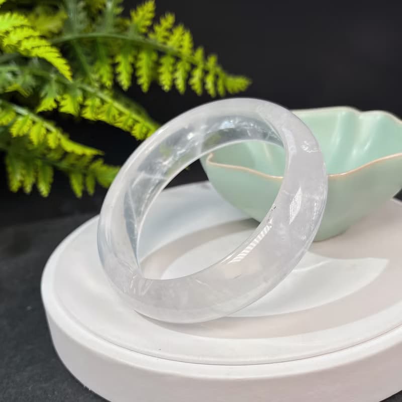 冰透白水晶手鐲 63MM 彩虹閃片白色水晶手環 趨吉開運 凈化全身