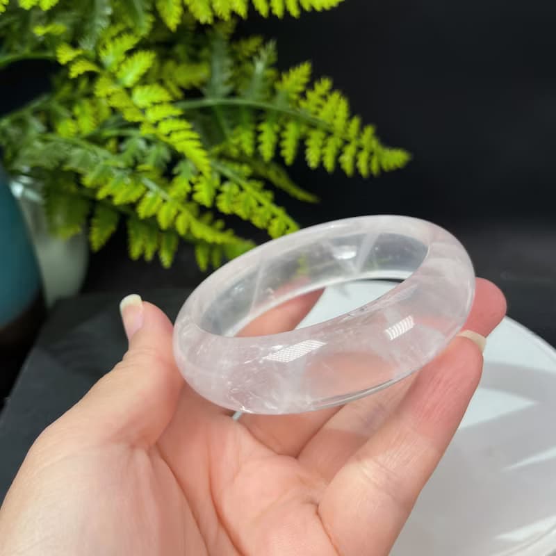 冰透白水晶手鐲 63MM 彩虹閃片白色水晶手環 趨吉開運 凈化全身