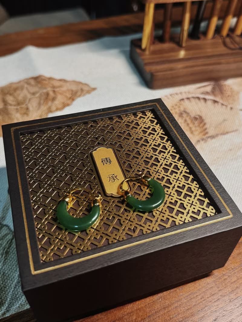 中國風天然石石英玉耳環耳墜禮盒裝