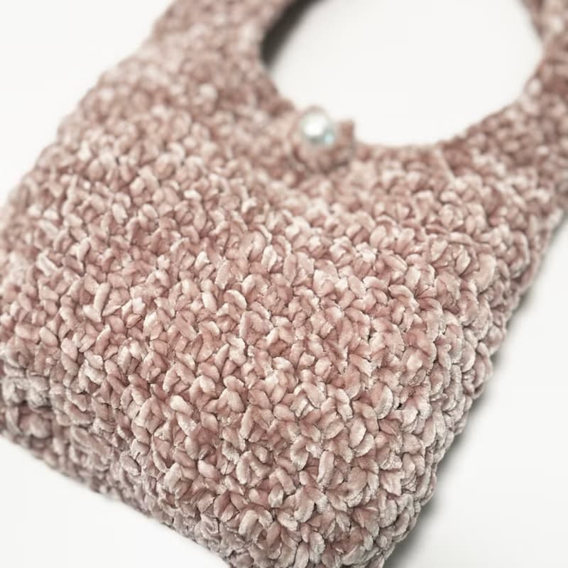 鈎織絲絨側孭袋