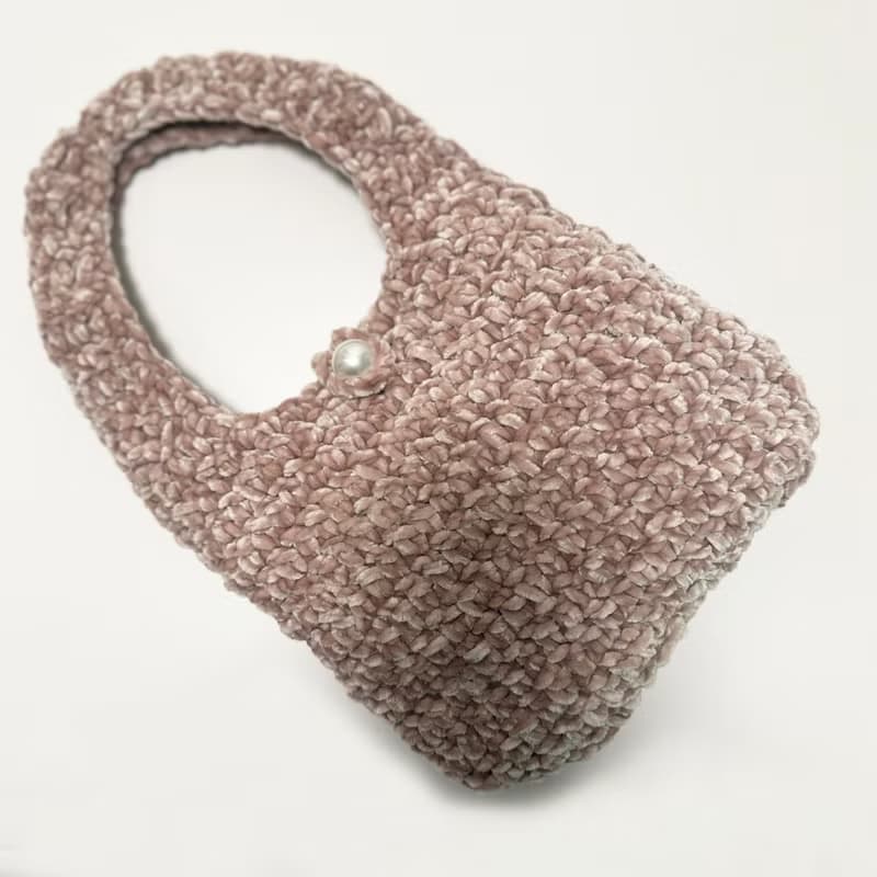 鈎織絲絨側孭袋