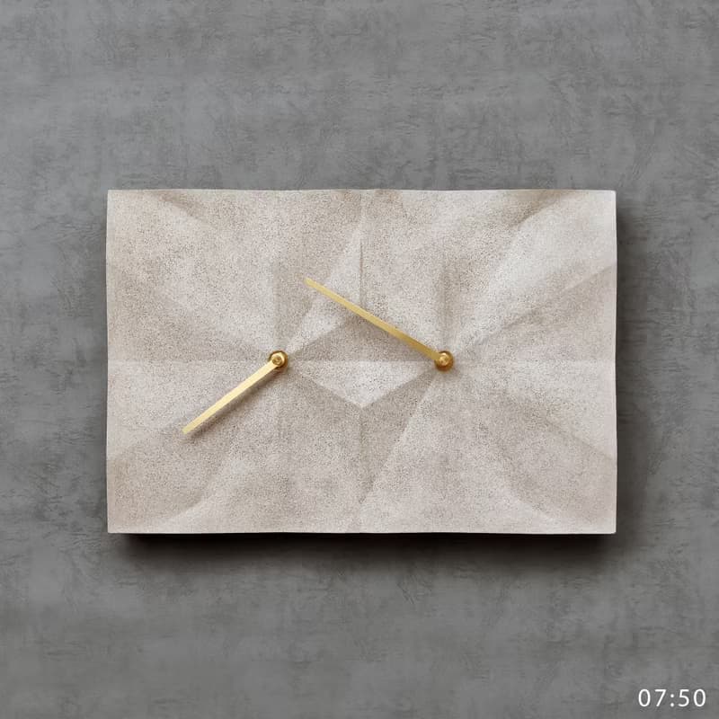 HOMER | 水泥摺紙時鐘 Origami Clock 灰色/鑽石切面/酸蝕
