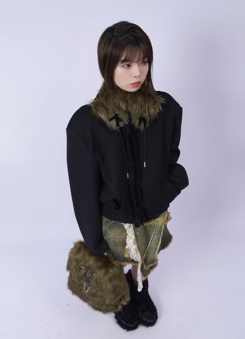 REBIRTH野生設定原創秋冬毛絨純色保暖小狗耳罩圍巾可愛防寒耳套