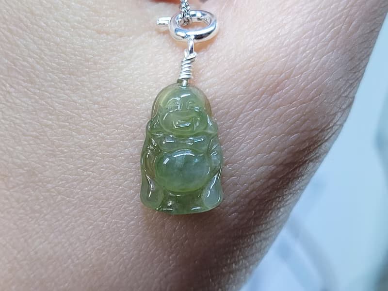 【親翠】天然翡翠 袖珍精品滿睛綠高冰站姿彌勒佛項鍊 佛系畢業禮