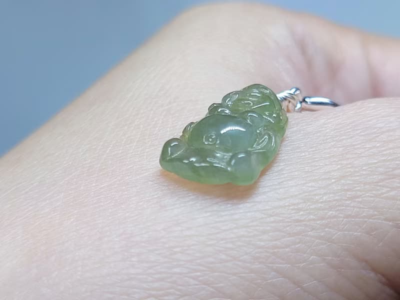 【親翠】天然翡翠 袖珍精品滿睛綠高冰站姿彌勒佛項鍊 佛系畢業禮