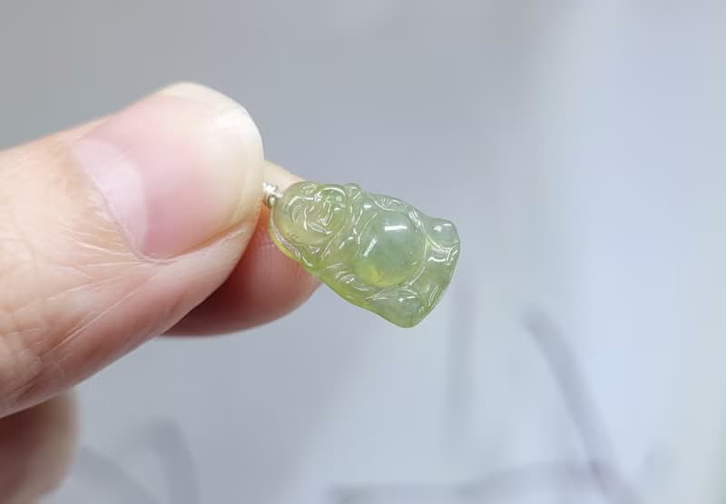 【親翠】天然翡翠 袖珍精品滿睛綠高冰站姿彌勒佛項鍊 佛系畢業禮