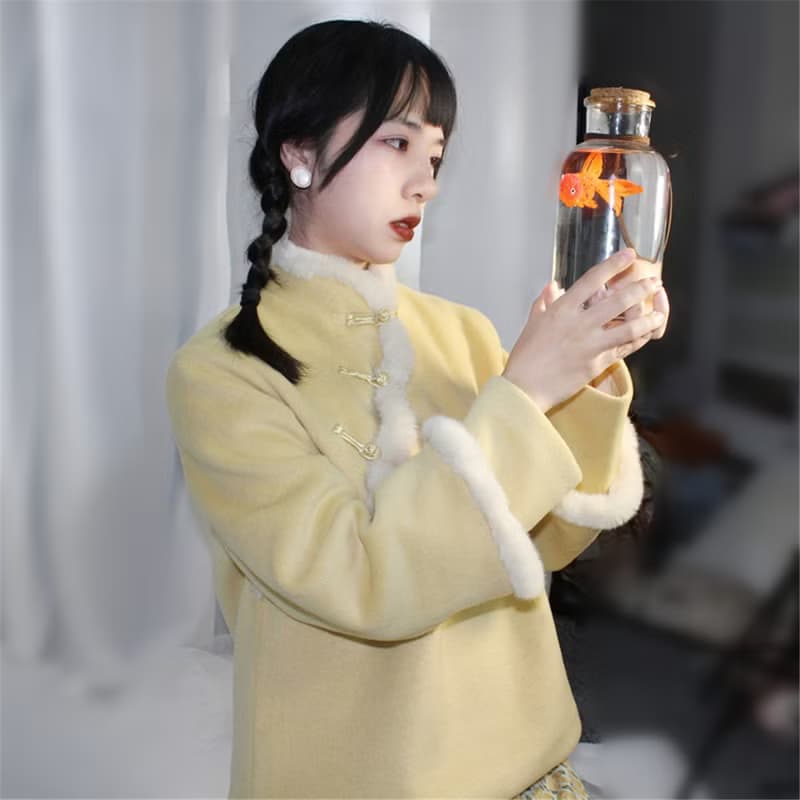 紅色 2色 秋冬保暖兔毛含羊毛衛衣外套 新中式中秋春節改良上衣